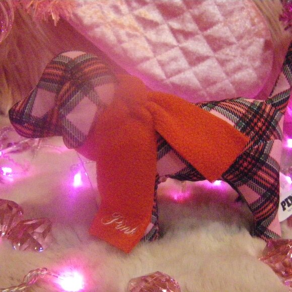 Victoria's Secret PINK Mini Dog Pink Plaid With Red Scarf NWT - Picture 10 of 12